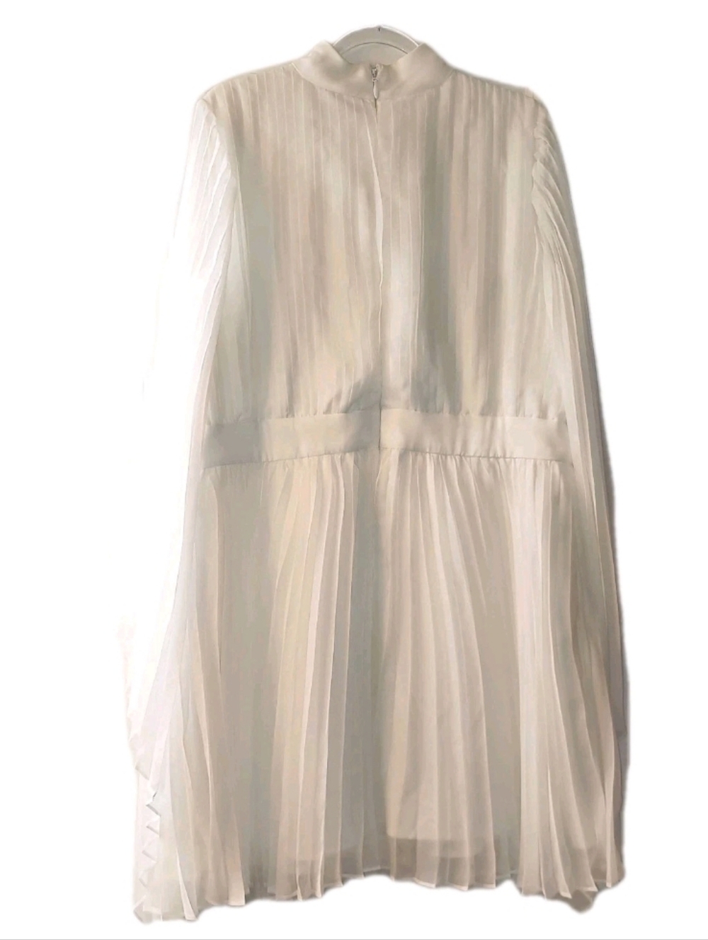 NWOT Bridal by ELOQUII White Pleated Mini Dress 16 Cape Sleeve Shower Party - Picture 7 of 9